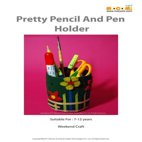 How to make Pretty Pencil and Pen Holder - Mocomi Kids | PDF