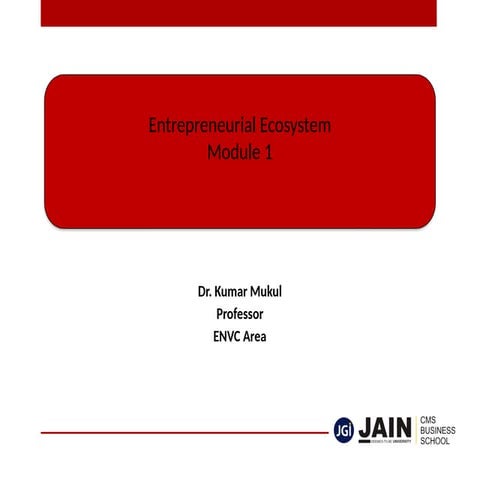 Entrepreneurial Ecosystem for students of MBA