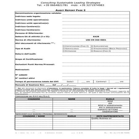 Mod. io01e audit report fase 2 iso9001 ea28 rev | PDF | Business ...
