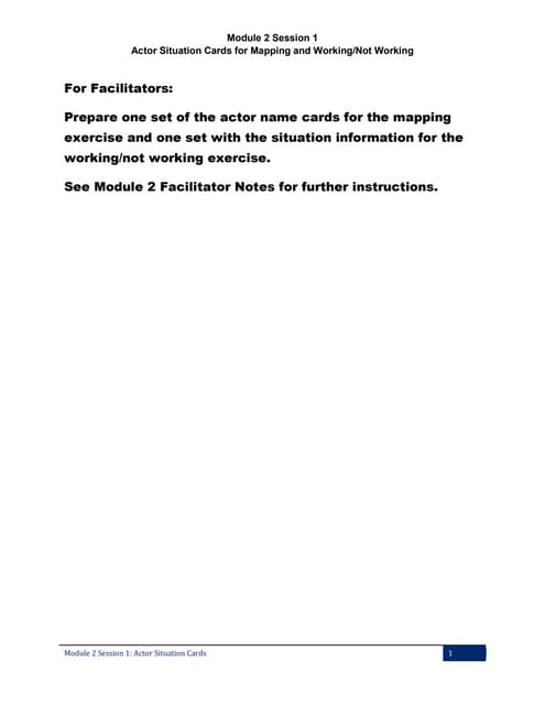 USAID Module 2:  Action Situation Cards