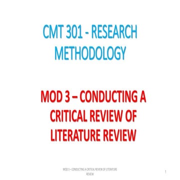 MOD 3 – CONDUCTING A CRITICAL REVIEW OF LITERATURE REVIEW.pptx
