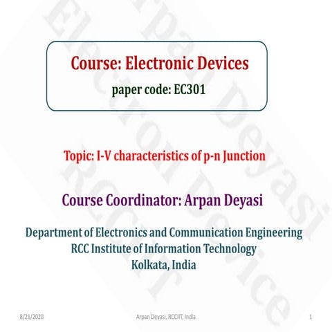 I-V characteristics of p-n junction diode