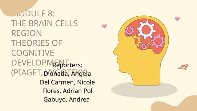 MOD 8 Brain Cells Region Theories of cognitive development (Piaget, Vygotsky)...