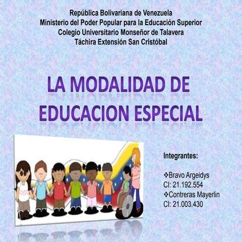Modalidad educación especial