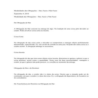 Modalidades das Obrigações