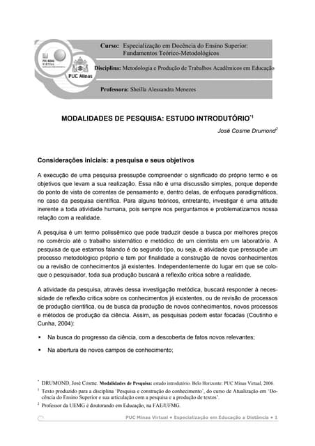 Modalidades pesquisa