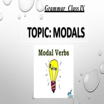 Comprehensive Guide to Using Modals in English Grammar for Class IX | PDF