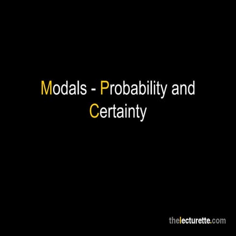 Modals - Probability and Certainty