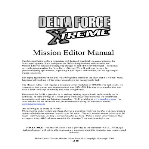 Mode d’emploie delta force xtreme mission editor | PDF