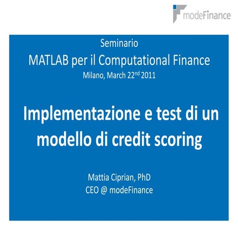 Delopment and testing of a credit scoring model