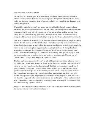 How I Became A Webcam Model