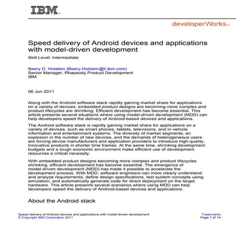 Speed delivery of Android devices and applications with model-driven development