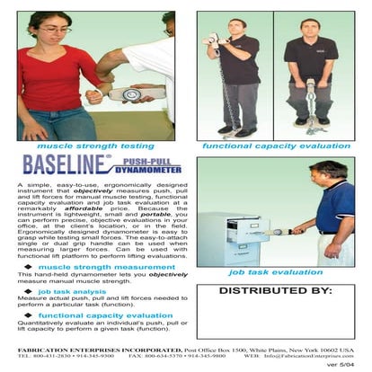 Baseline 500 lb Analog Hydraulic Push Pull Dynamometer User Manual