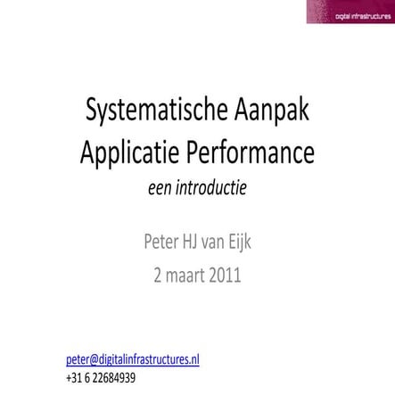 Systematische Aanpak Applicatie Performance