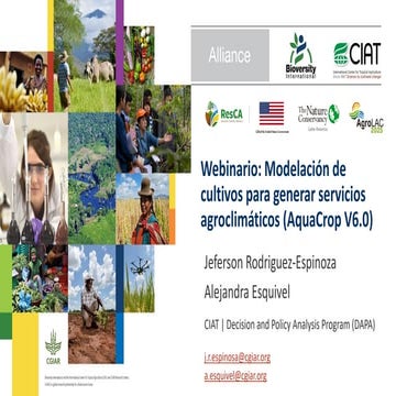 Modelacion de cultivos para generar servicios agroclimaticos