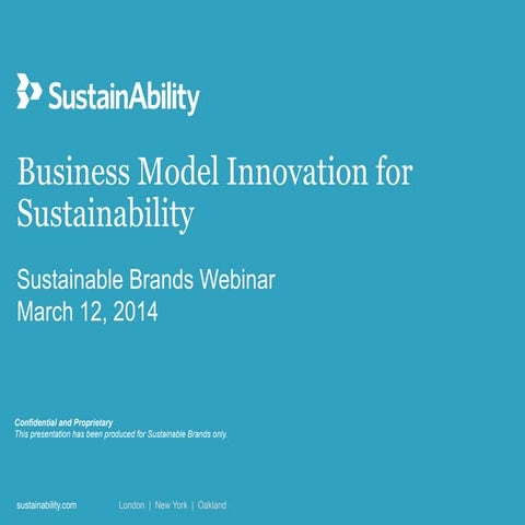 Model Behavior: Exploring Business Model Innovation for Sustainability ...
