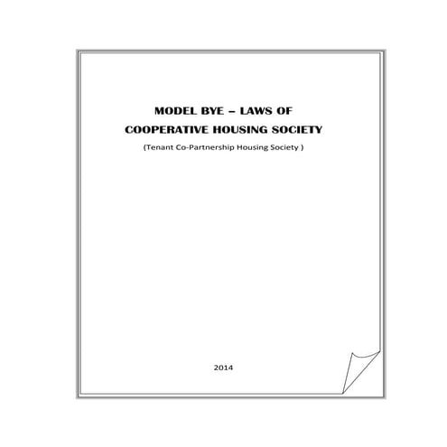 Model bye laws of coop housing society new flatowner type (2 9-14)