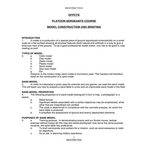 Model construction and briefing