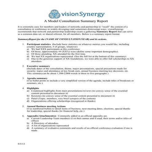 Model Consultation Summary Report Docx