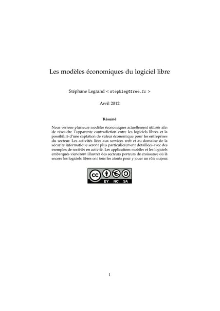 Les modèles économiques du logiciel libre