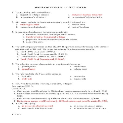 MODEL EXAM (AA) (1) MODEL EXAM MODEL EXAM