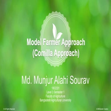 Model Farmer Approach (Comilla Approach) | PDF