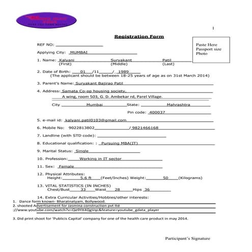 Model application form | PDF