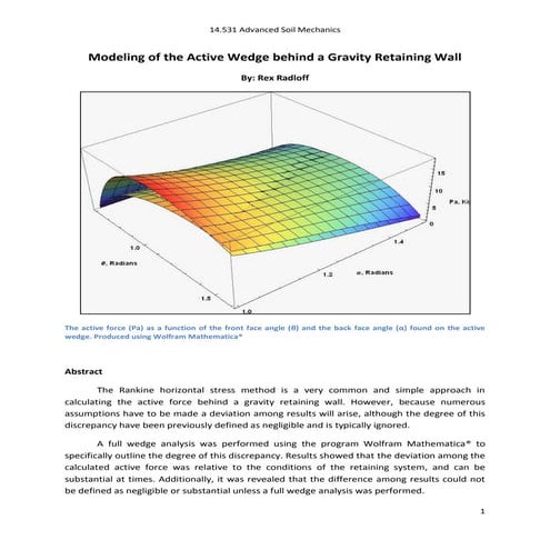 Modeling of the Active Wedge behind a Gravity Retaining Wall