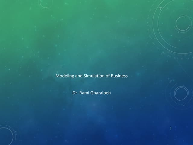 Modeling and simulation ch 1