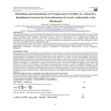 Modeling and simulation of temperature profiles in a reactive
