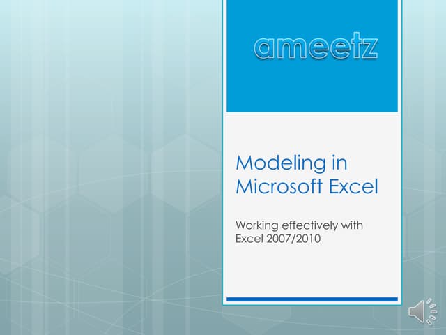 Modeling in microsoft excel