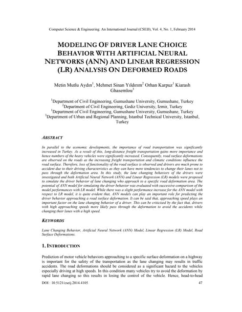 Modeling of driver lane choice behavior with artificial neural networks (ann)...