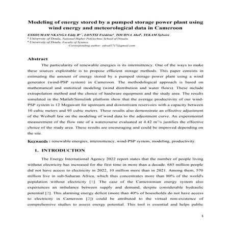 Modeling of energy stored by a pumped storage power plant using wind energy a...