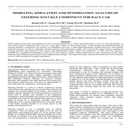 Modeling, simulation and optimization analysis of steering knuckle component ...