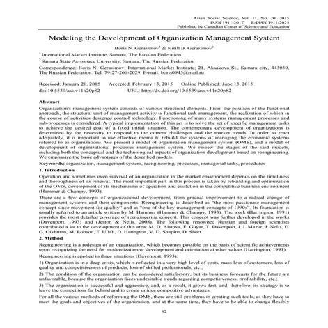 Modeling the development of org man system (1)