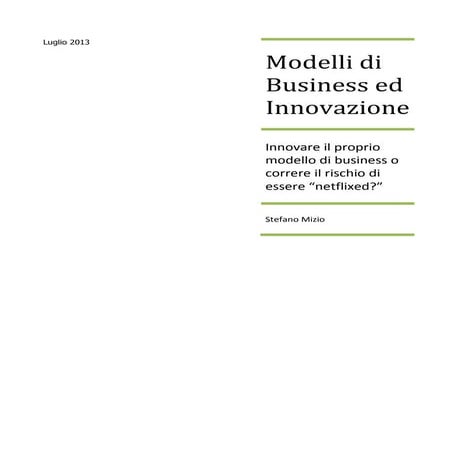 Modelli di business ed innovazione