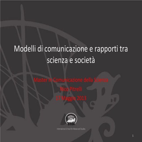 Modelli di comunicazione e rapporti tra scienza società