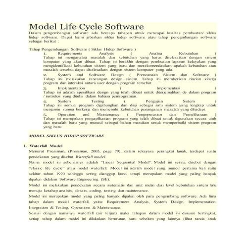 Model life cycle software