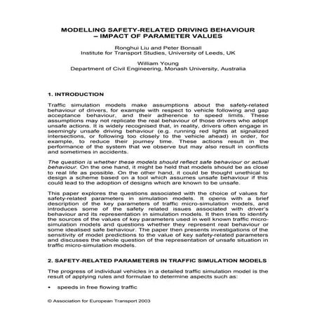 Modelling safety-related-driving-behaviour-impact-of-parameters-values