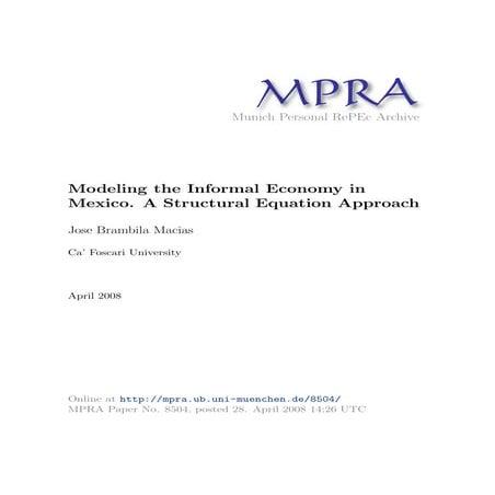 Modelling the informal economy in mexico a structural equation approach