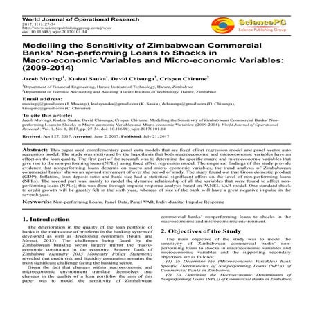 Modelling the sensitivity of zimbabwean commercial banks’ non ...