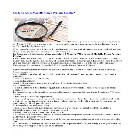 STUDIO NATILLO / Modello 730 o modello unico persone fisiche | PDF
