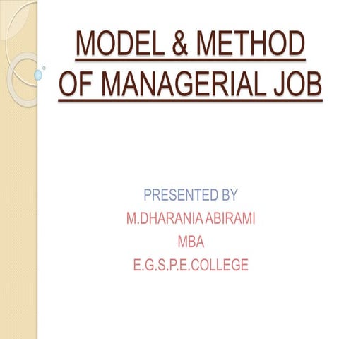 Model & method of managerial job