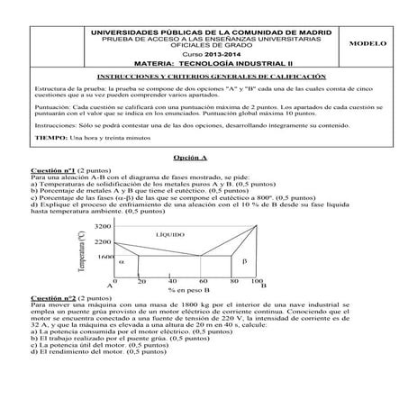 PAU Tecnología Industrial-Madrid-Modelo 13-14