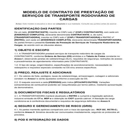 Modelos de contrato para transportadoras: cláusulas essenciais e exemplos