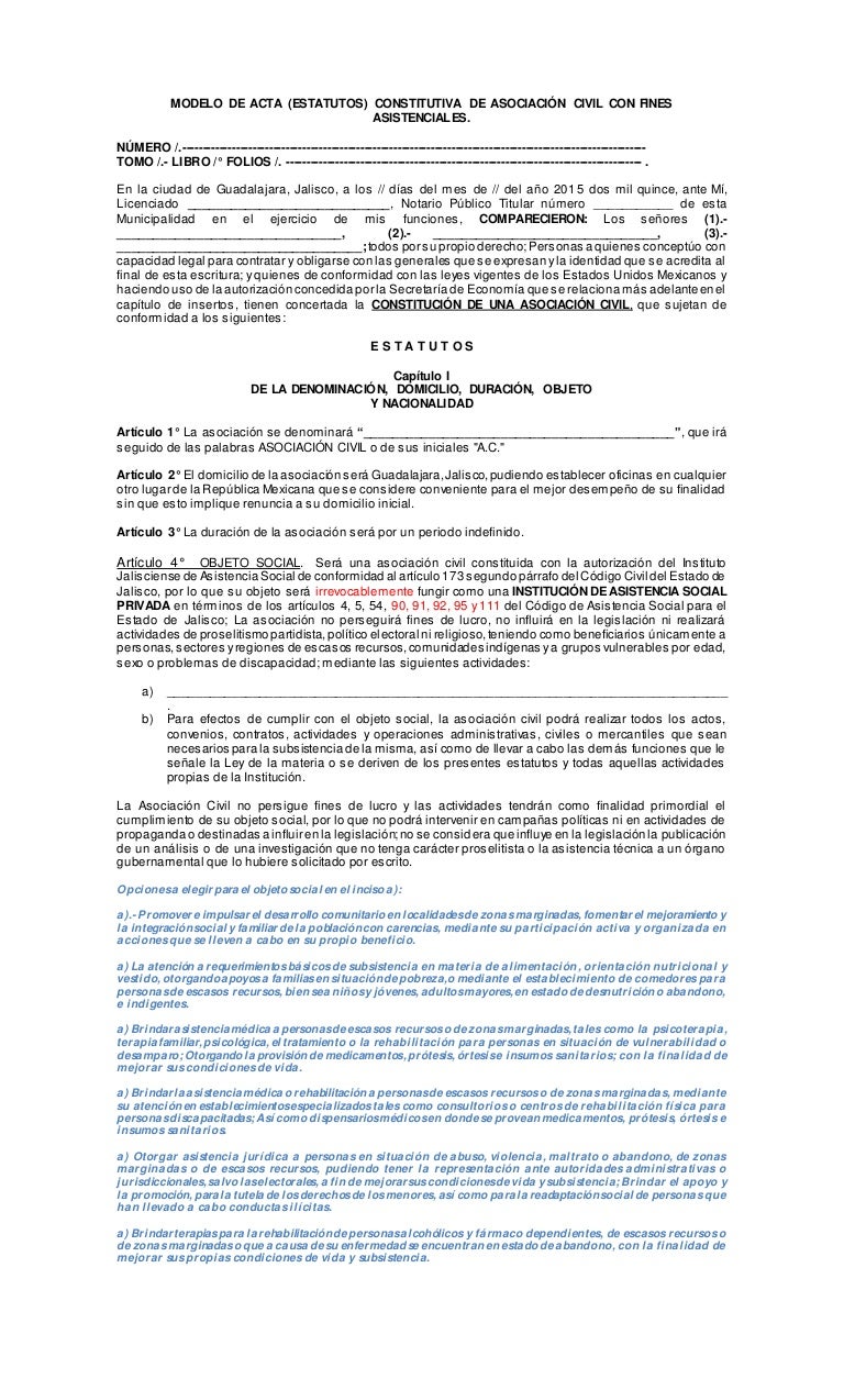 Modelo De Acta Constitutiva Ac