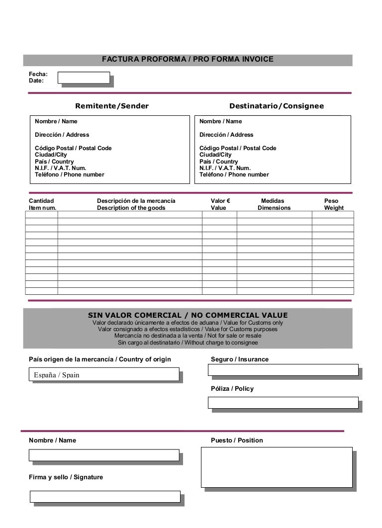 modelo factura proforma formatos de factura