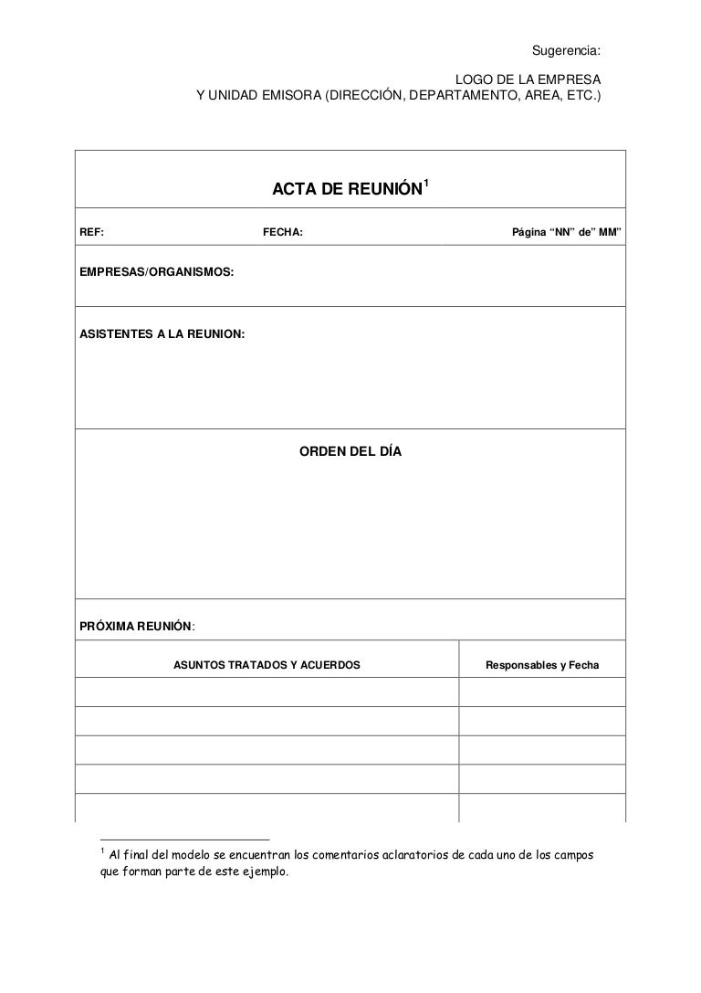 formatos de minutas de reunion
