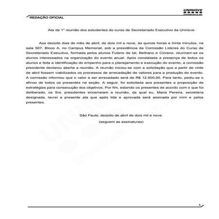 Modelo ata estudantil