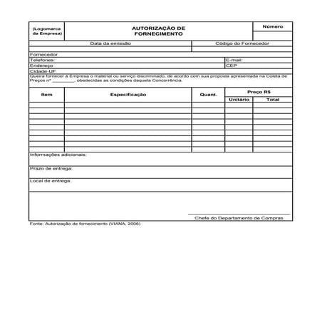 Modelo Autorizacao Fornecimento